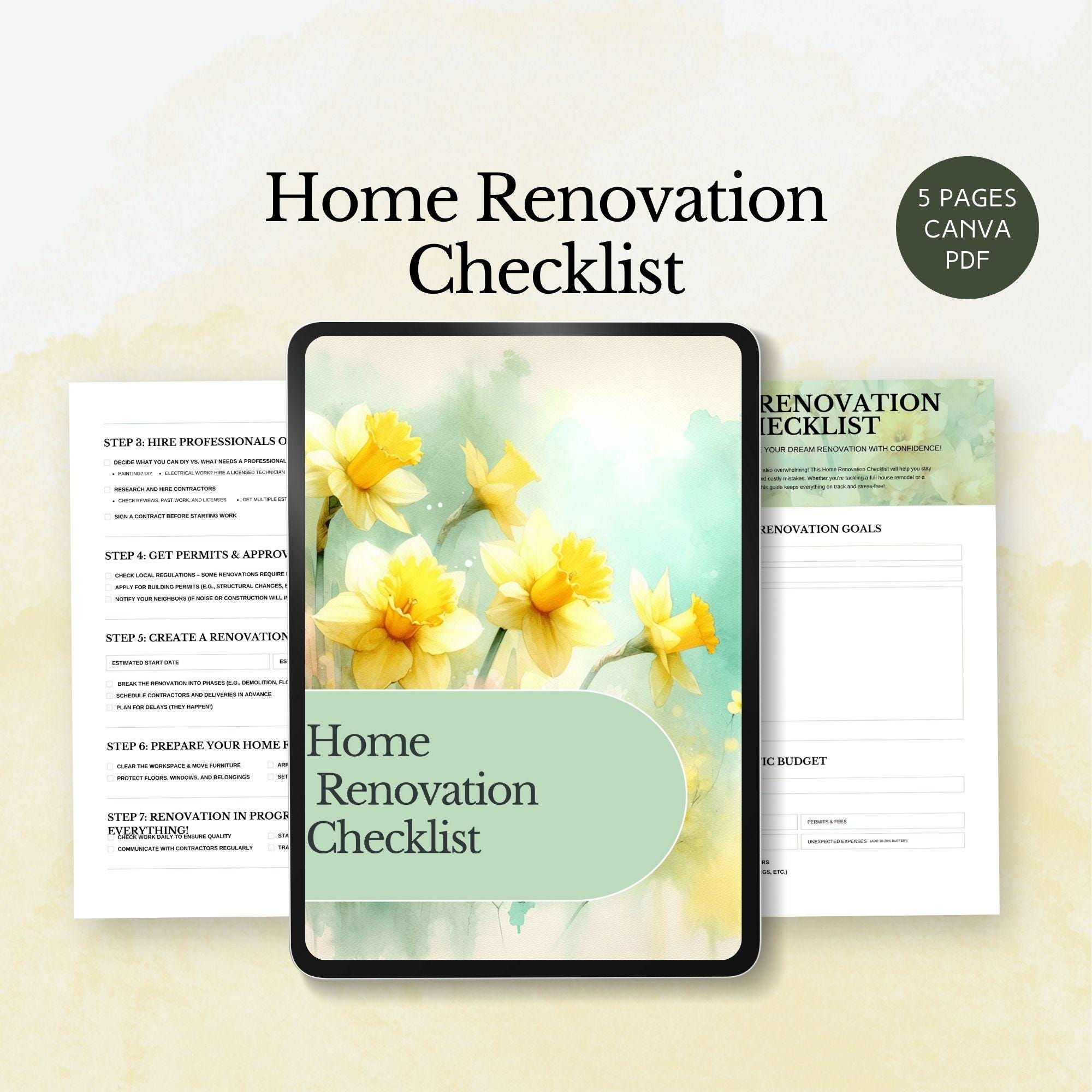 Home Renovation Checklist House Improvement Planner New House Budget ...