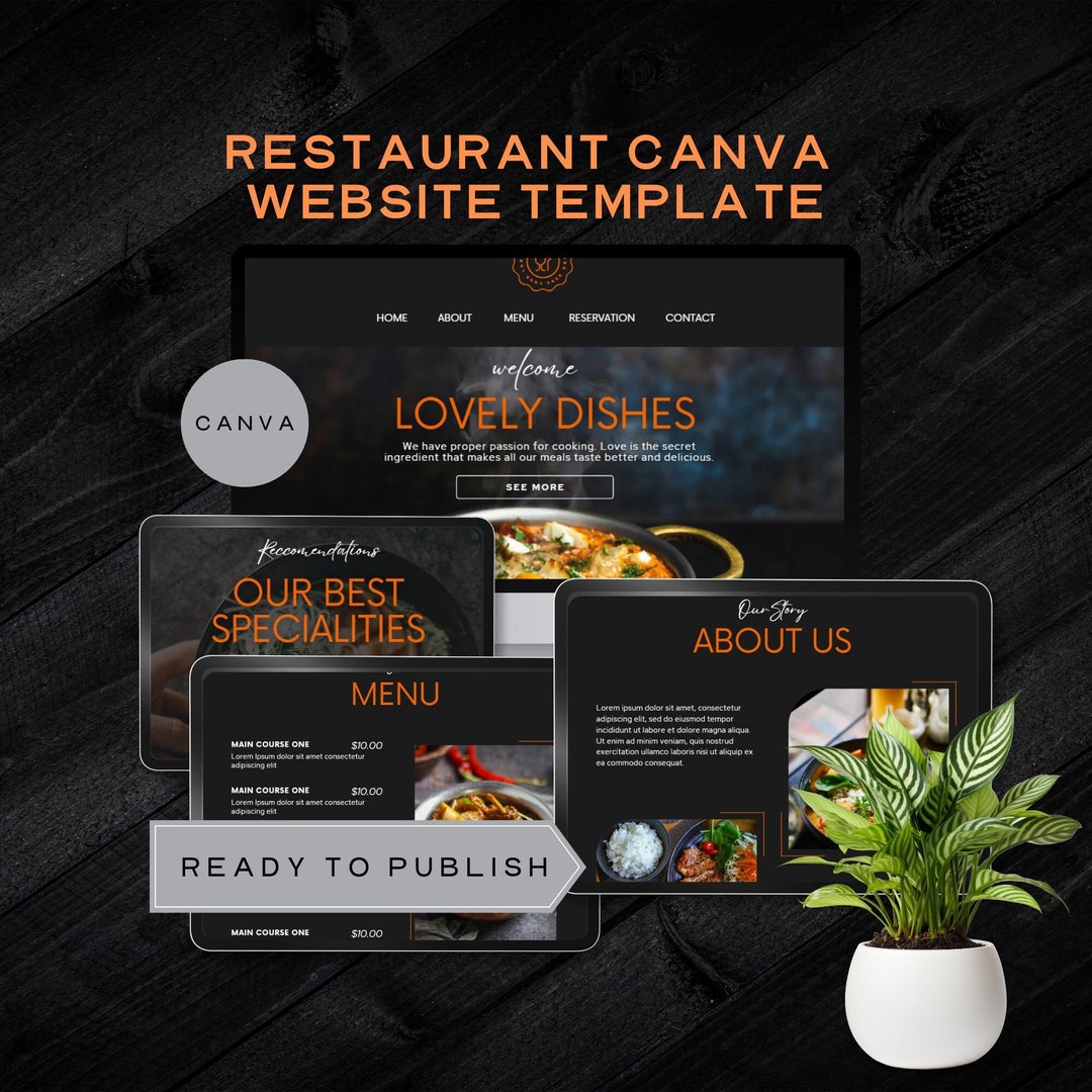 Restaurant Canva Website Template Chef Sales Page Takeaway Food Menu ...