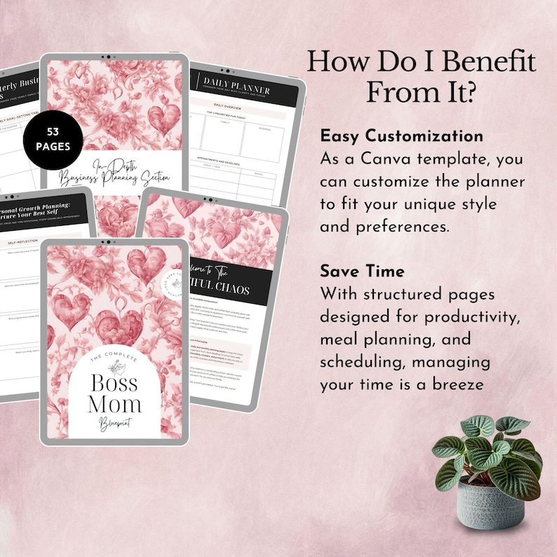 Mompreneur Planner for working mums organizer entrepreneur tracker family printable work life balance gift for mom productivity log template