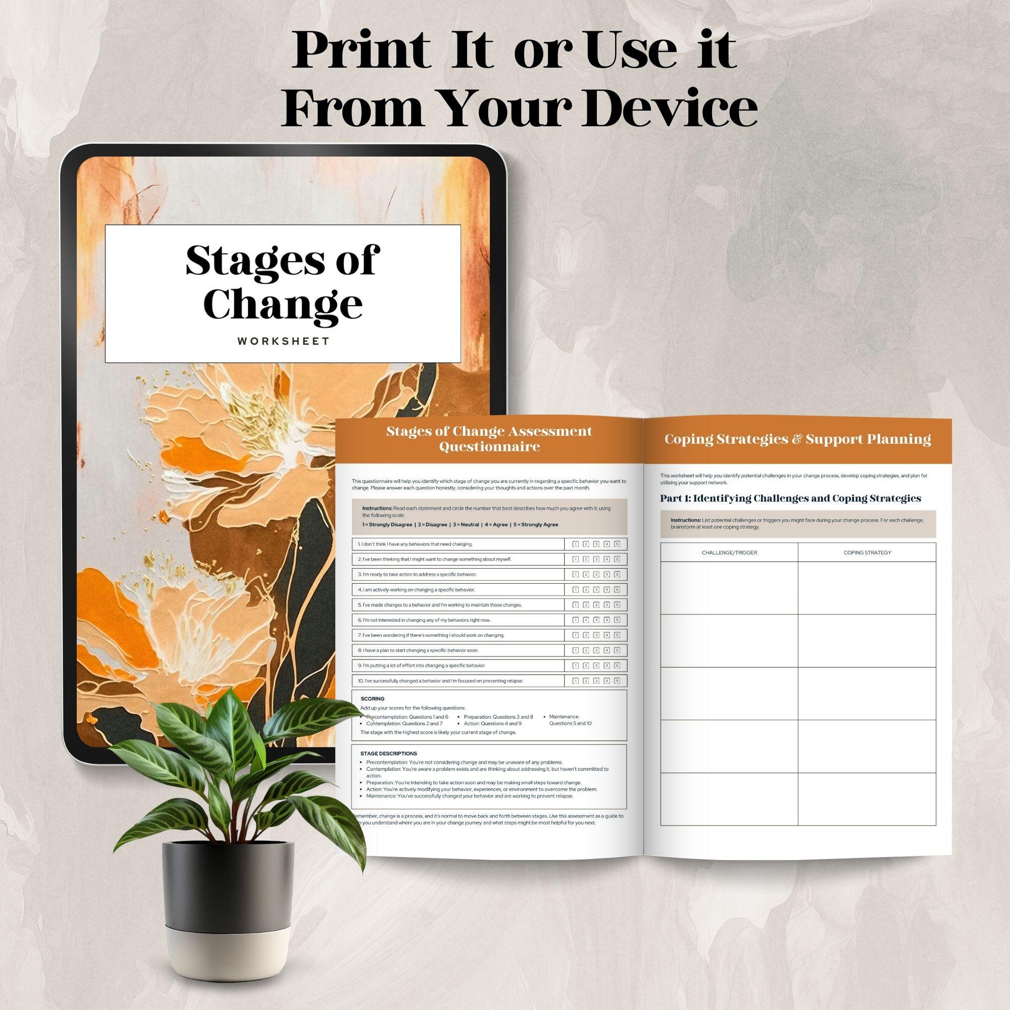 Stages of Change Worksheet Motivation Interview Behavior Modification ...