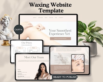 waxing website template wax salon beauty med spa web site canva esthetician sales page hair removal business landing page instant download