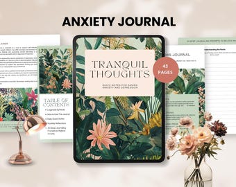 journalling prompts for anxiety relief journal adhd mindfulness tracker anxiety worksheet wellness planner mental health workbook canva PDF