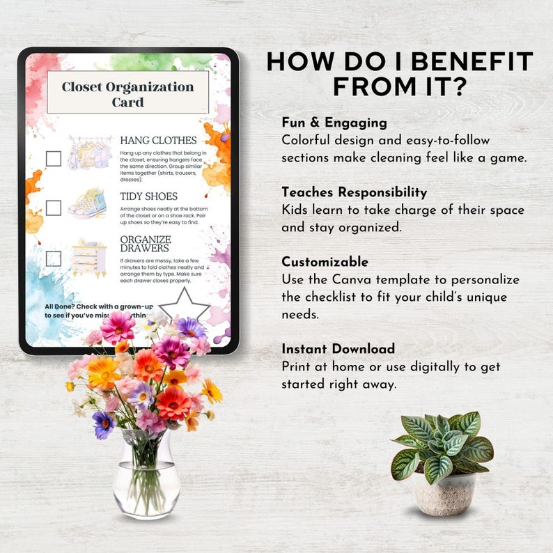 Kids Room Cleaning Checklist Children Cleaning Cards Family Chore Chart