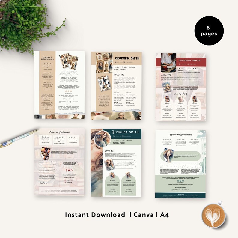 media kit canva template for author media kit novelist Sheet Canva Author Press Kit Book Author Profile Book Marketing writer profile sheet