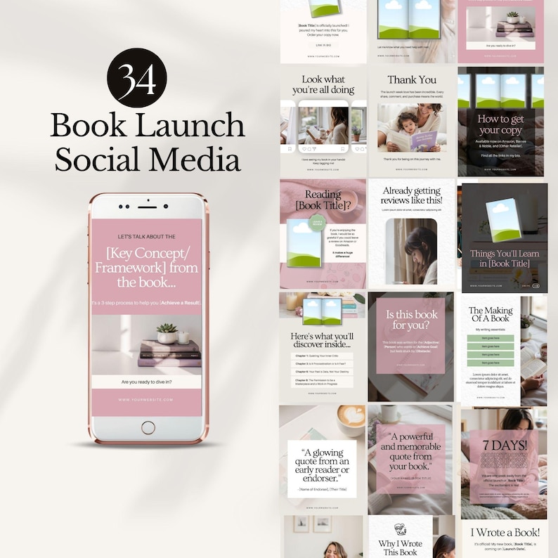 book launch social media templates author instagram post writer promotion kit boostagram marketing branding canva editable instant download