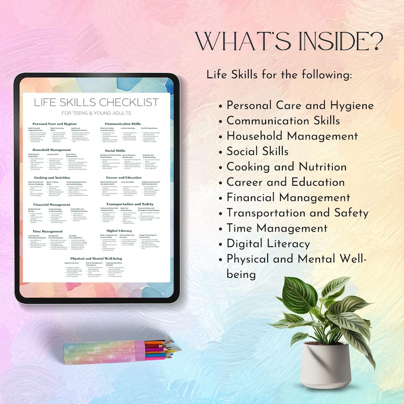 life skills checklist Life Prep List Practical Kids Life Skills Checklist teens Graduation Gift Life Skills development For Kids printable