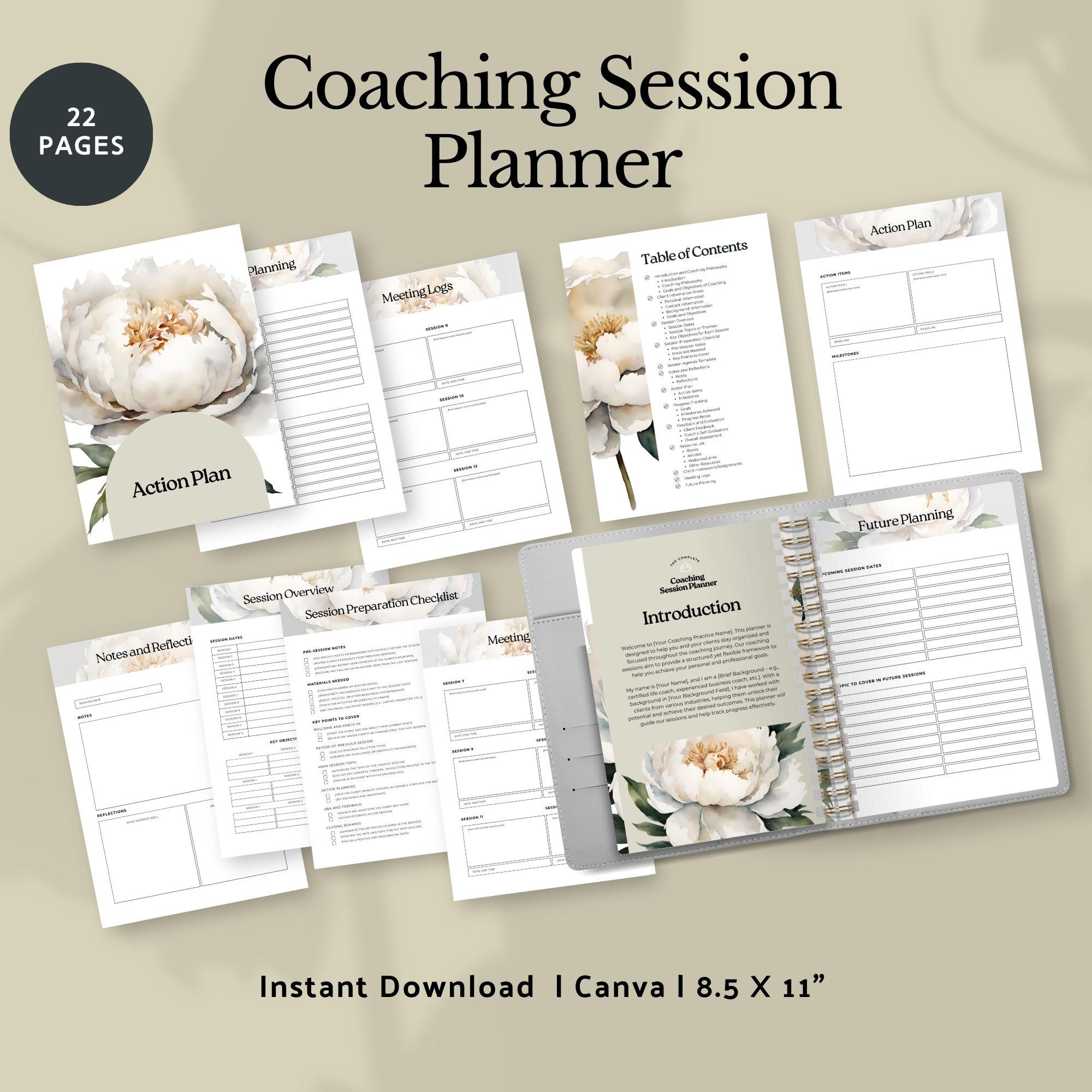 Coaching Session Planner Template Canva Client Session Note Toolkit ...