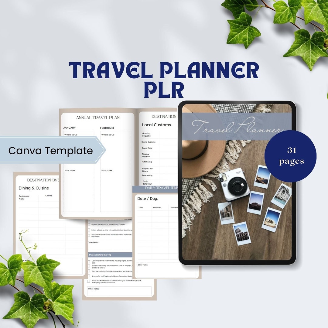 Trip Planner Plr Template Travel Guide Plan Holiday Itinerary Travel ...