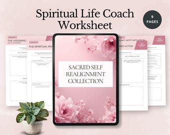 Hoja de trabajo para coach de vida espiritual, diario de trabajo con la sombra, libro de autodescubrimiento, planificador imprimible de sanación, plantilla de Canva para intuición y mentalidad.