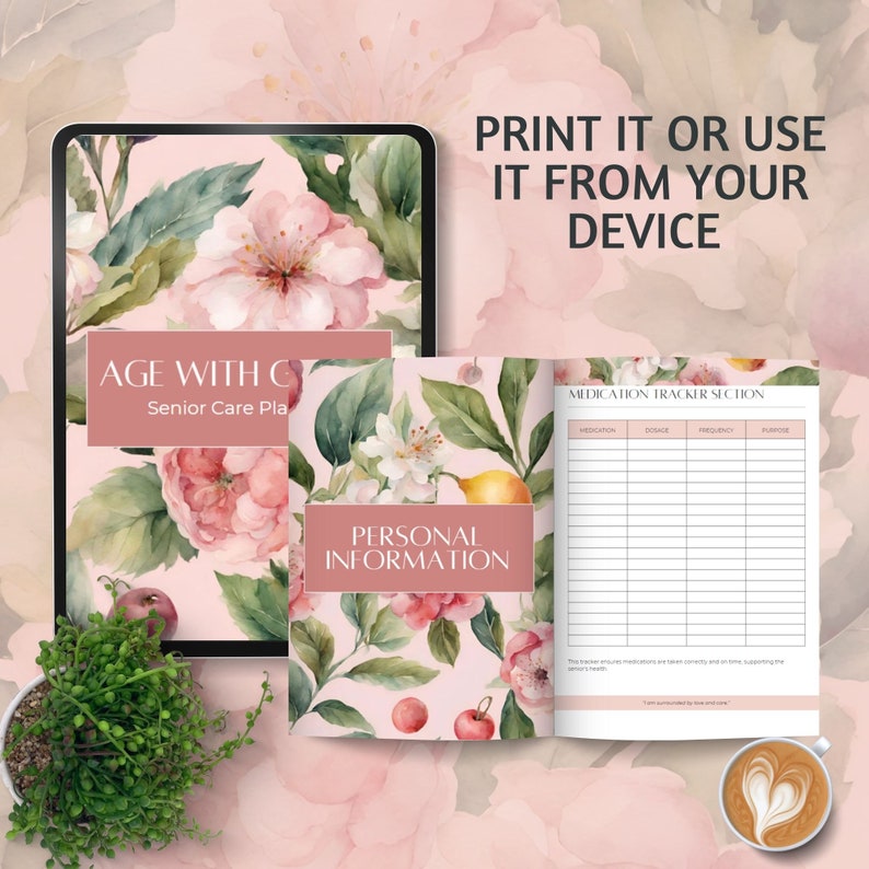 senior care planner Caregiving Checklist printable elderly daily log for family caregiver home health nurse journal log instant download