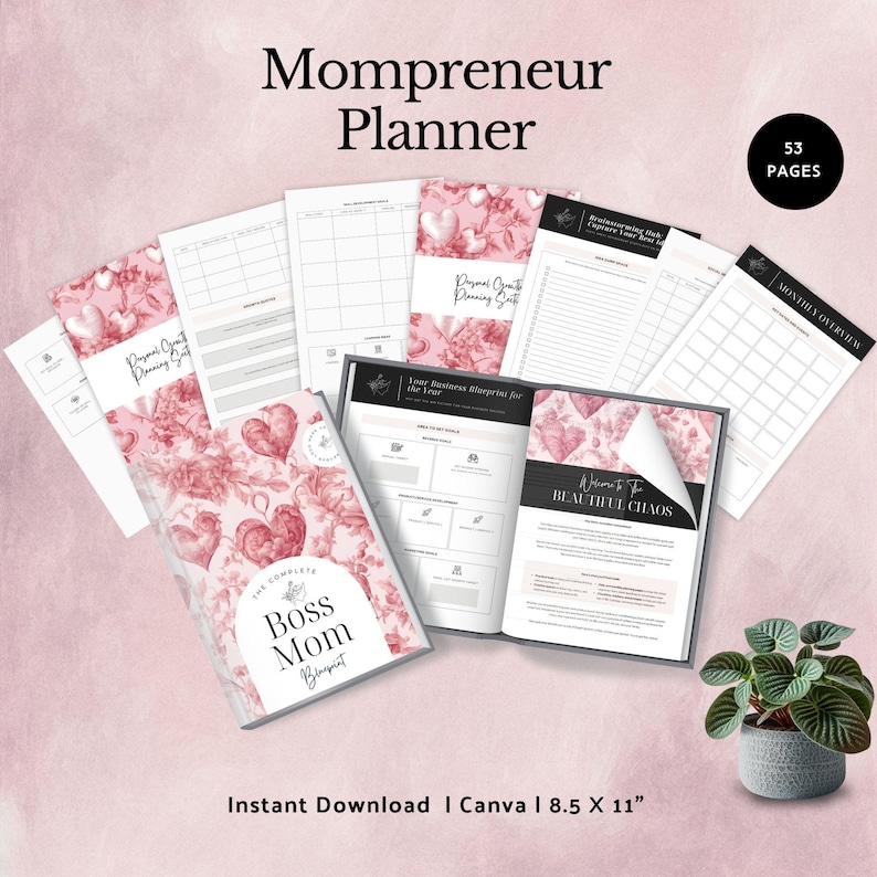Mompreneur Planner for working mums organizer entrepreneur tracker family printable work life balance gift for mom productivity log template