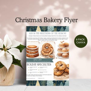 christmas bakery flyer Holiday Sweets Treats Flyer Template desserts bake sale xmas promo marketing cake shop cookie canva template editable
