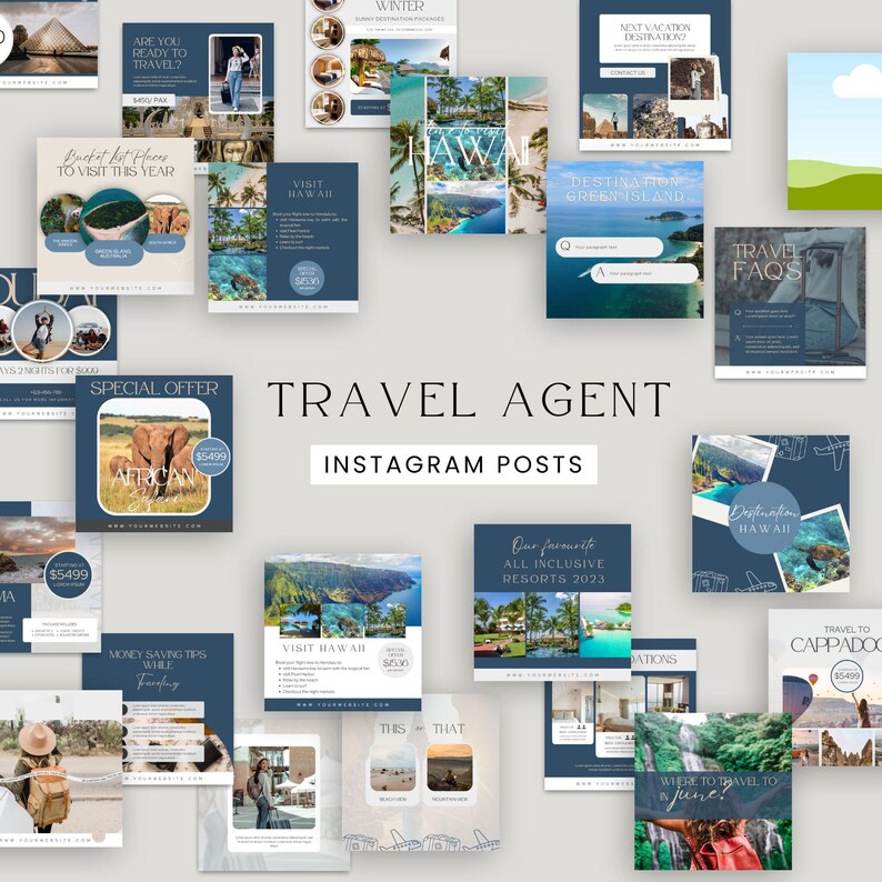 Travel Agent Instagram Template Posts Canva Social Media Manager Travel ...