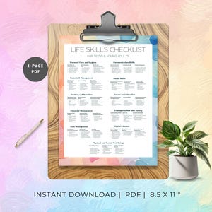 life skills checklist Life Prep List Practical Kids Life Skills Checklist teens Graduation Gift Life Skills development For Kids printable