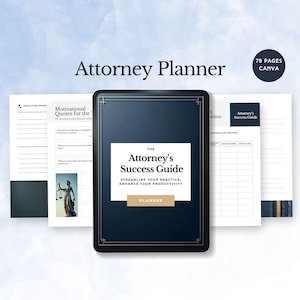 attorney planner lawyer organizer modern blue litigation binder legal case tracker paralegal notes printable template gift for law student