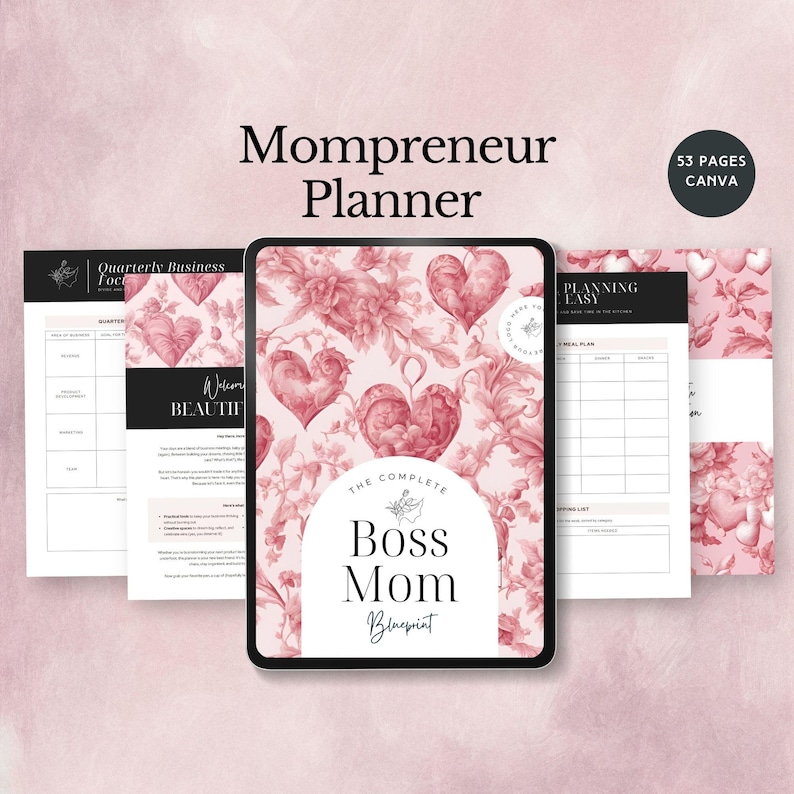 Mompreneur Planner for working mums organizer entrepreneur tracker family printable work life balance gift for mom productivity log template