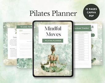 Pilates Planer Vorlage Fitness Wellness Tracker Übung Routine Journal JournalReformer Klasse Printable Zen Yoga Lehrer Geschenk Veränderbar