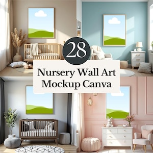 nursery room wall art mockups set, Kids Room Frame Mockup, Customizable Art Display playroom Decor, Digital mockup Frame Bundle baby room