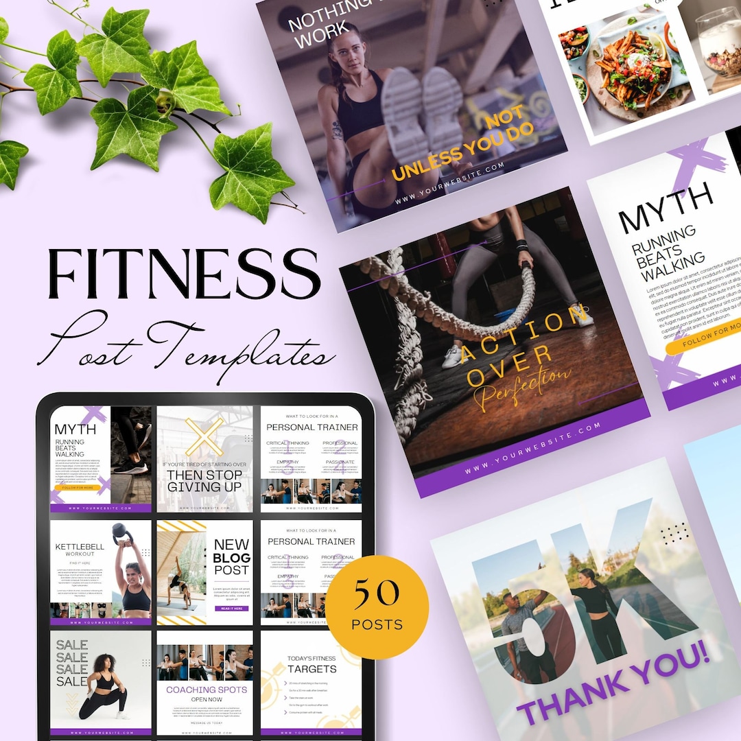 Fitness Instagram Bundle Template Canva Fitness Coach Social Media ...