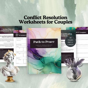 conflict resolution couples worksheet marriage counseling workbook to improve relationship coach family therapy communication editable canva