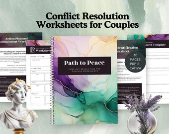 conflict resolution couples worksheet marriage counseling workbook to improve relationship coach family therapy communication editable canva