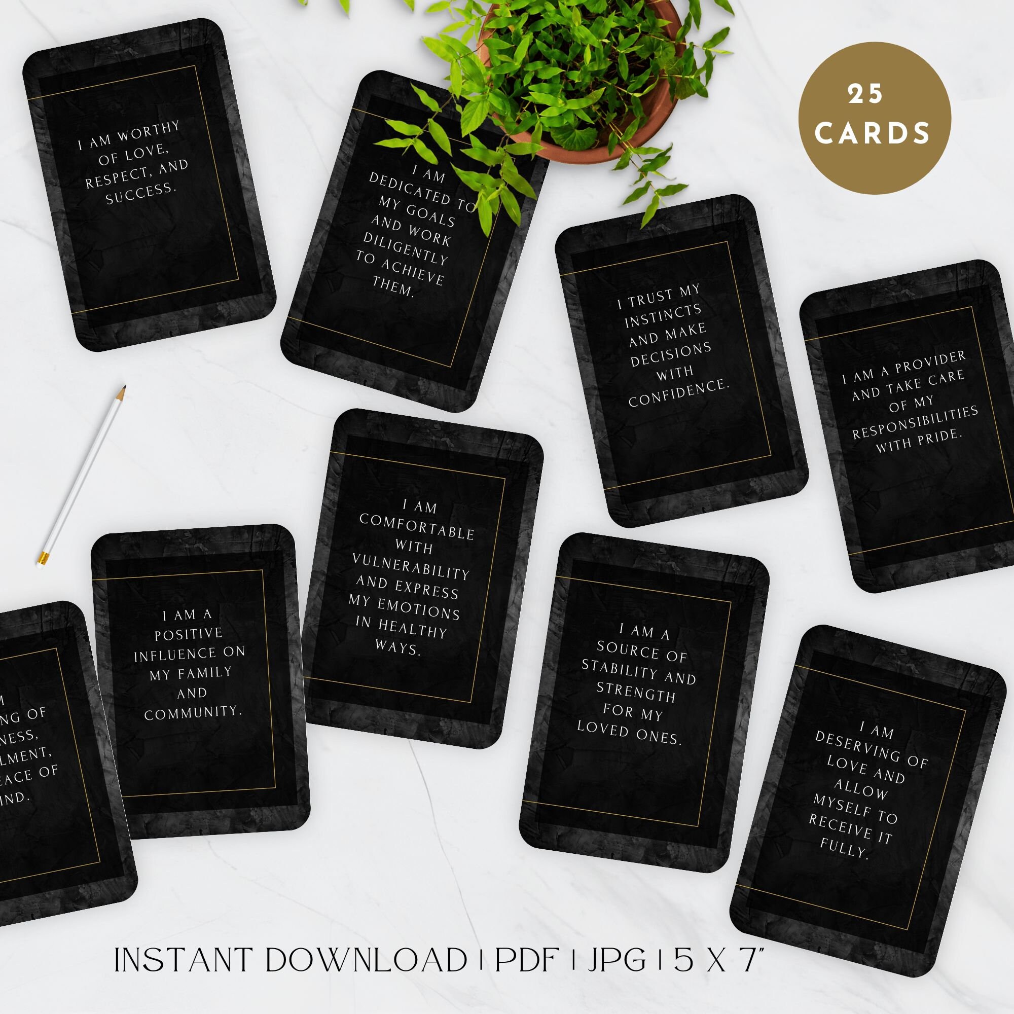 Positive Affirmation Cards for Men Printable Daily Mindfulness Cards ...