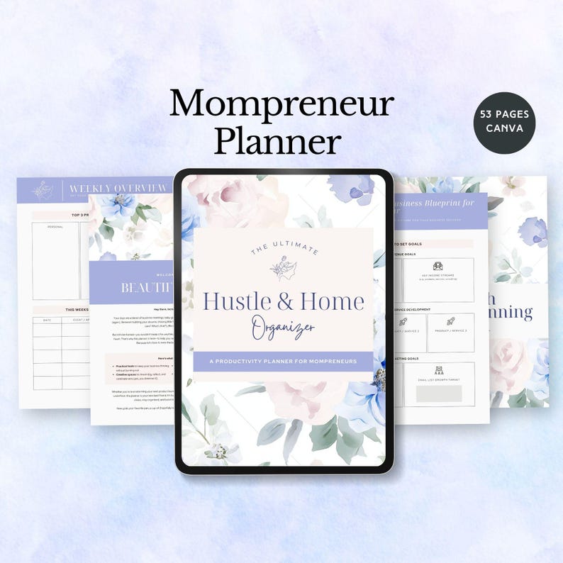 Mompreneur Planner for working mums daily organizer entrepreneur weekly tracker small business owner tool gift for mom editable template