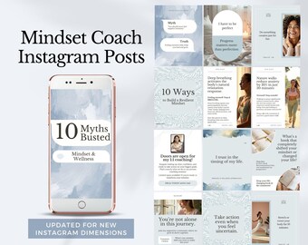 Mindset Coach Social Media Captions Life Coach Instagram Template Selbstverbesserunsgposts Ganzheitliches Wellnessmarketing IG Reels bearbeitbar Canva