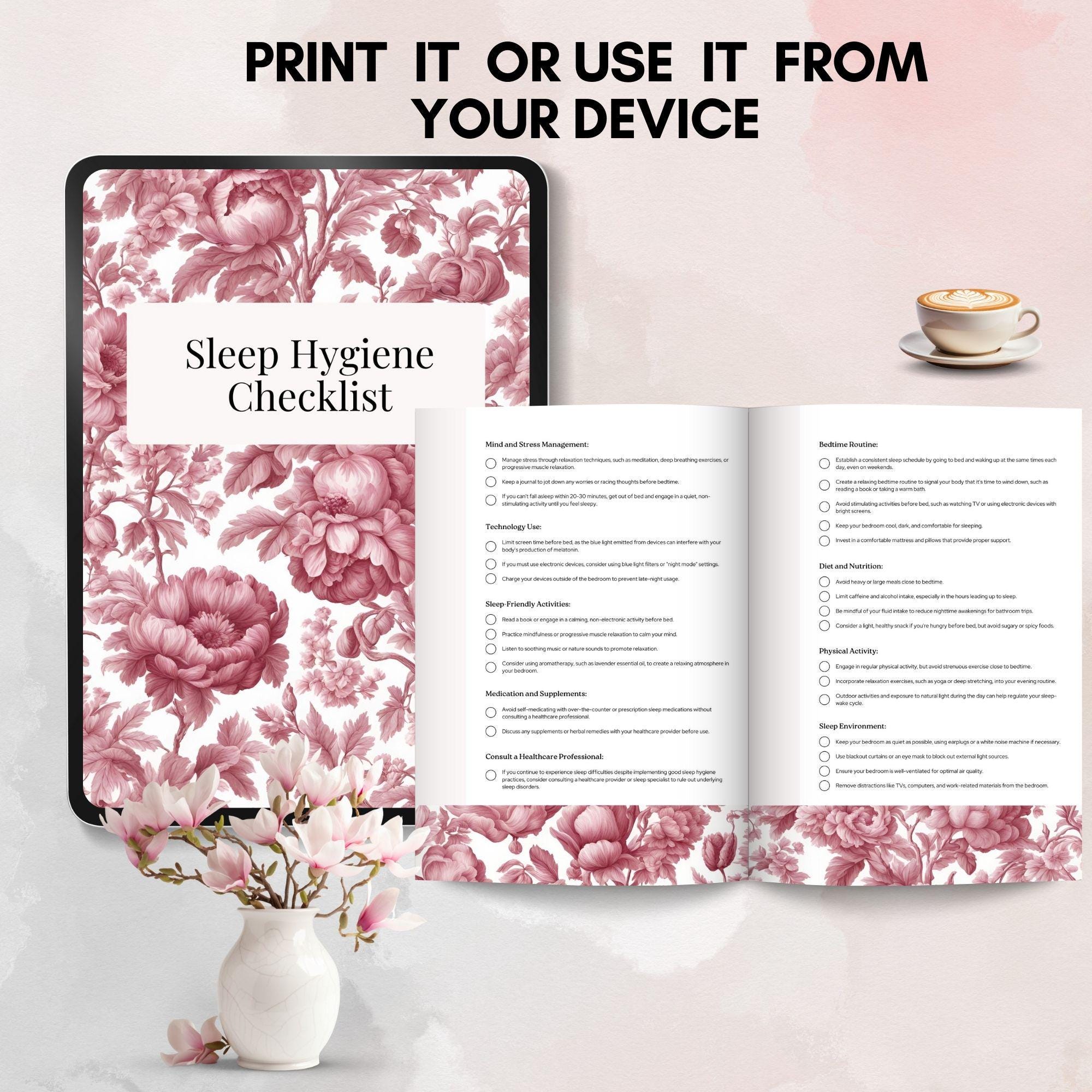 Sleep Hygiene Checklist Bedtime Printable Better Sleep Night Time ...