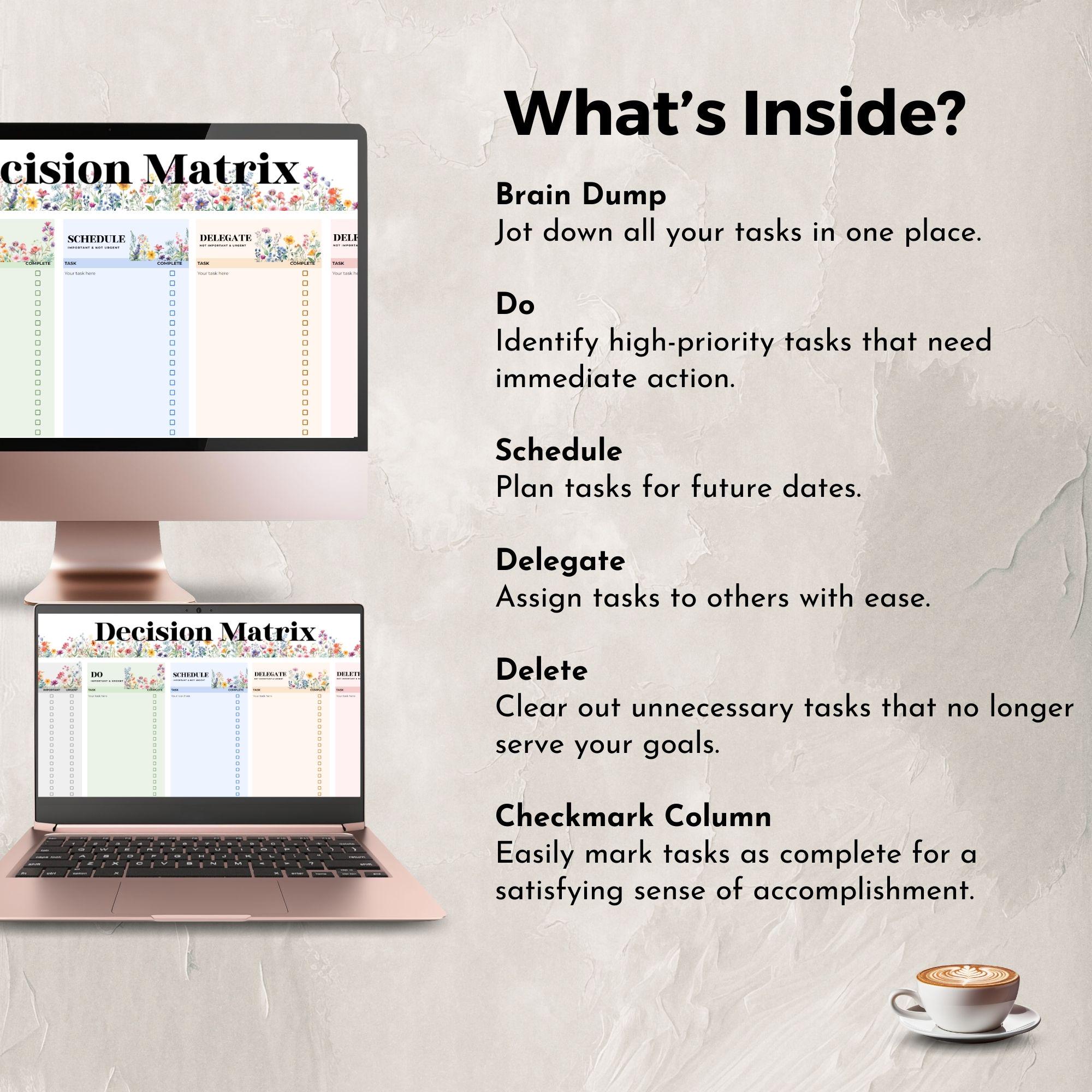 Decision Matrix Google Sheet Template Task Priority Tracker to Increase ...