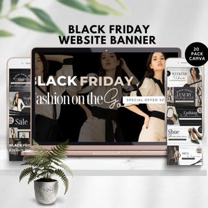 black friday website banner black friday banner sale DIY template business Banner promo cyber monday holiday fashion canva instant download