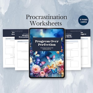 procrastination worksheet for ADHD time management therapy resource productivity self help tool goal setting printable executive functioning