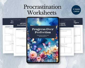 Uitstelwerkblad voor ADHD tijdmanagementtherapie hulpbronnen productiviteit zelfhulptool doelen stellen Afdrukbaar uitvoerend functioneren