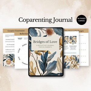 Diario de crianza compartida, planificador de custodia infantil en color beige, registro de organización de crianza compartida, herramienta para padres divorciados, rastreador editable para padres solteros en Canva