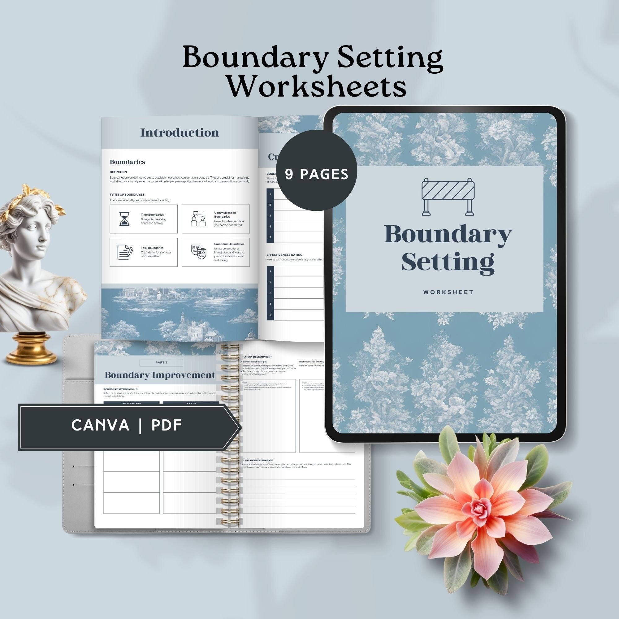 Boundary Setting Worksheet Healthy Boundaries Coaching Printable Mental ...