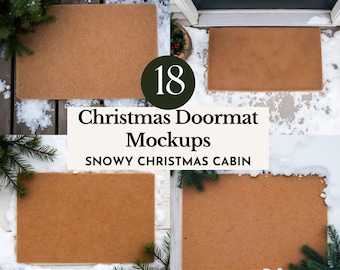 christmas  doormat mockup xmas coir welcome mat display winter snow door mat image sublimation holiday porch rug POD template etsy listing