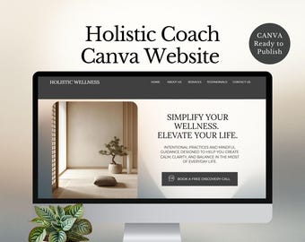 holistic coach website canva template wellness coaching spiritual energy healer landing page somatic mentor modern zen DFY editable branding