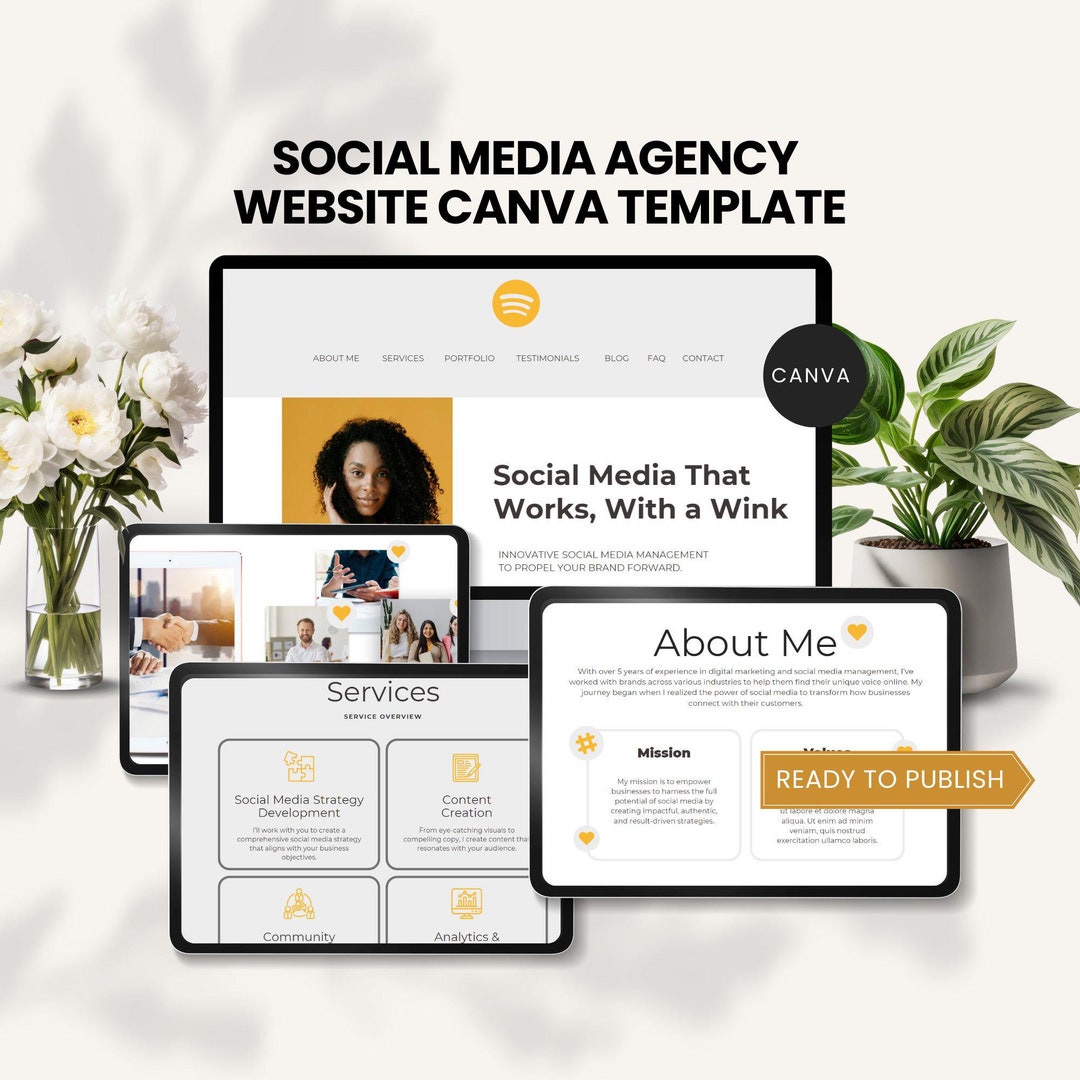 Canva Website Template for Social Media Agency Done for You Social ...