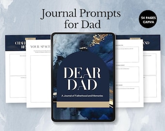 dad and me journal prompts guided memory book for fathers life story unique keepsake gift for dad birthday printable canva editable template
