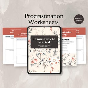 procrastination worksheet for ADHD time management therapy guide productivity mental health tool goal setting planner executive functioning