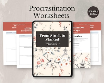 Uitstelwerkblad voor ADHD gids tijdmanagementtherapie productiviteit hulpmiddel voor geestelijke gezondheid planner voor doelen stellen uitvoerend functioneren