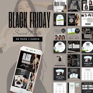 black friday instagram template bundle black friday business flyer offer promo flash sale cyber monday social media post canva editable