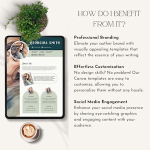media kit canva template for author media kit novelist Sheet Canva Author Press Kit Book Author Profile Book Marketing writer profile sheet
