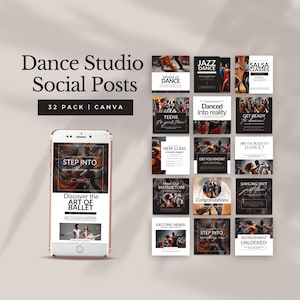 ダンススタジオ instagram ソーシャルメディア テンプレート ダンススタジオ 投稿 バレエ スクール マーケティング コンテンツ ダンサー 教師 ブランディング 編集可能な canva