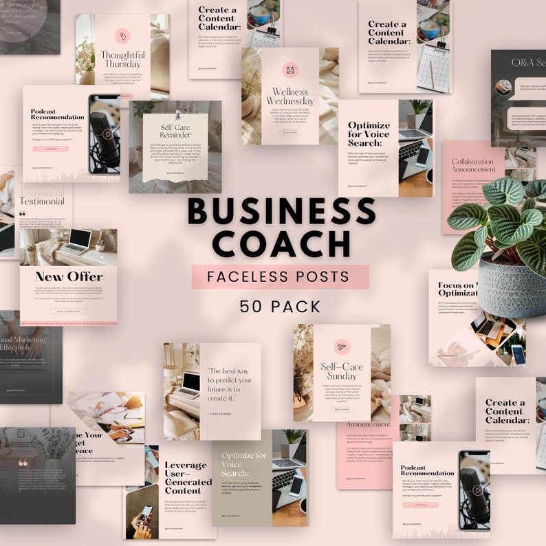 business coach faceless posts faceless instagram account post marketing templates social media digital marketing done for you canva editable
