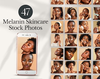 melanin skincare stock photos black women image aesthetic beauty instagram reels faceless digital marketing esthetician dark skin models