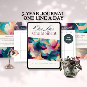 5 year journal one line a day for moms 365 Daily Journal Reflection Mindfulness gratitude journal mum keepsake printable canva template PDF