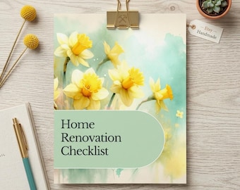 home renovation checklist house improvement planner maintenance budget tracker interior design log remodel project printable canva editable