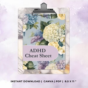 adhd cheat sheet executive functioning printable time management aid coping skills attention deficit support improve focus strategy template