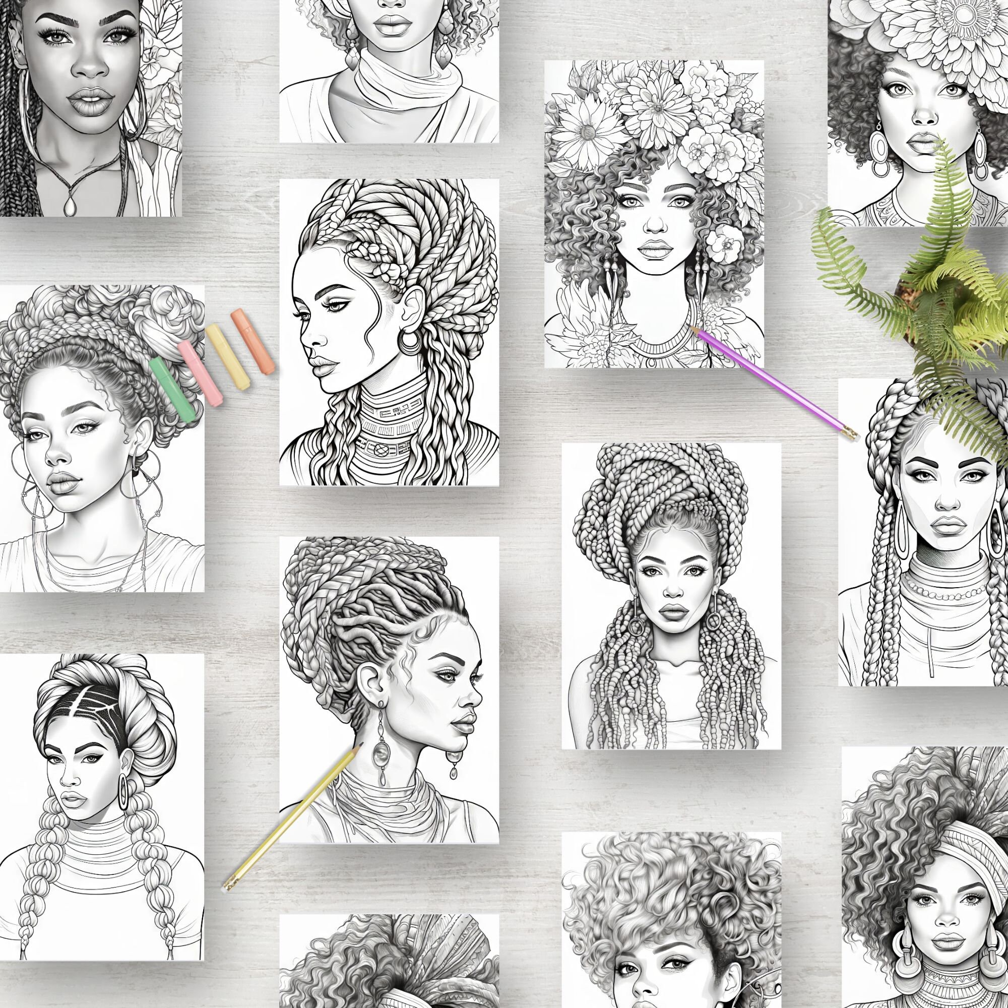 Black Women Coloring Pages for Adults Pretty Women Coloring Book ...